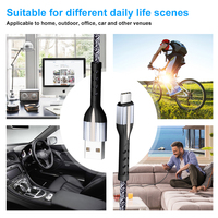 Câble de charge rapide APFEN USB-A vers C noir/argent en nylon tressé pour téléphone portable 3A en cuivre pur