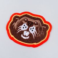 Jual besar Logo kustom handuk bordir Chenille Bear hewan Patch besi pada tekanan panas kustom Chenille patch untuk kain