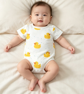 Combinaison bébé à boutons-pression personnalisable en mélange bambou/spandex, douce, lavable, respirante, à manches courtes pour l'été – Vente en gros - Product Image 2