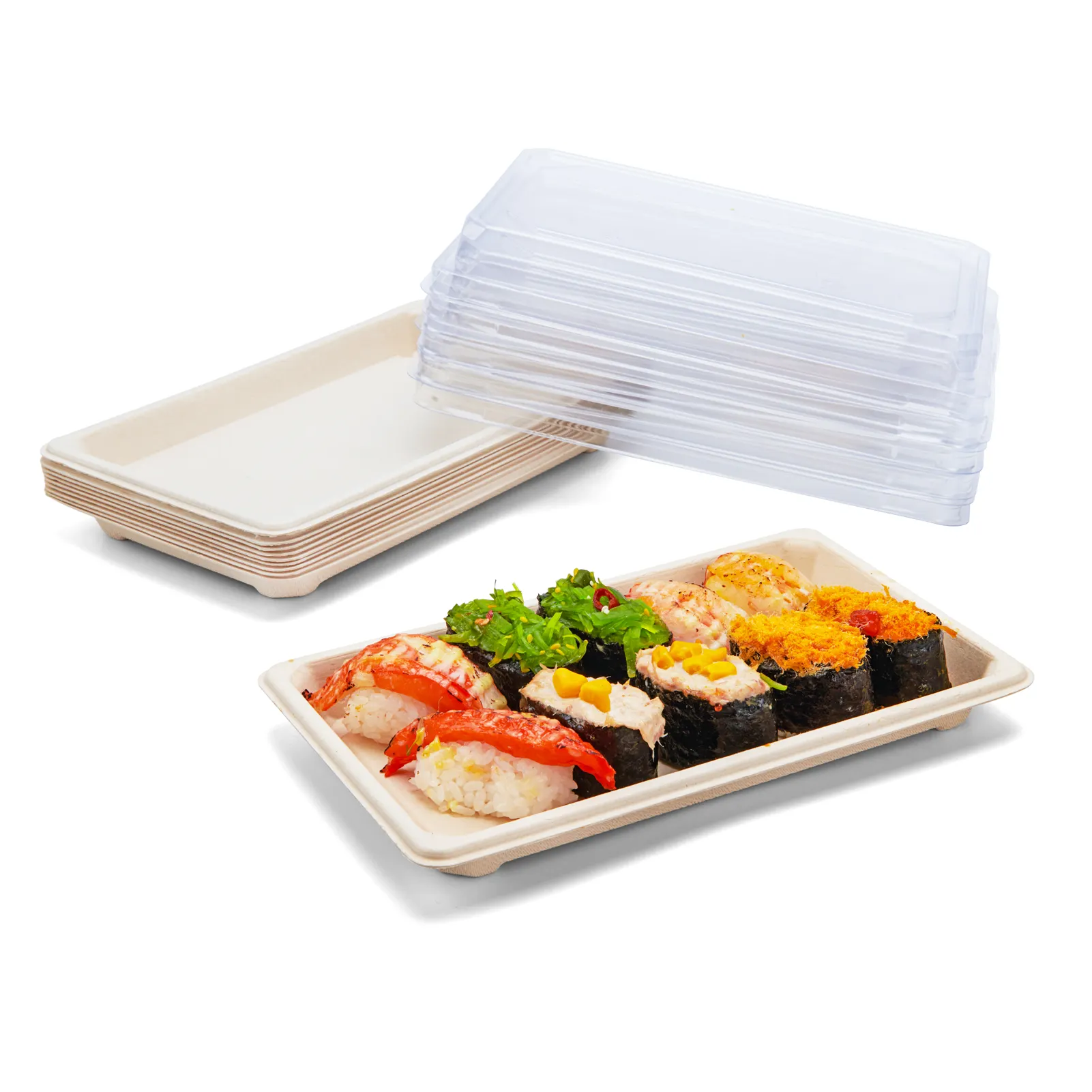 Japanse Bento Dessert Sushi Custom Food Weg Te Halen Biologisch Afbreekbare Papieren Verpakkingsdoos