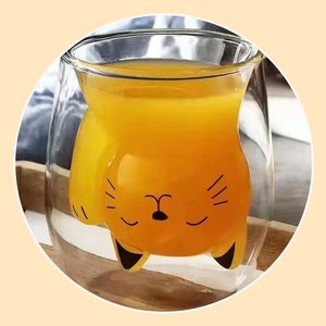 Tazza da Caffè e Tè in Vetro <span class=keywords><strong>a</strong></span> <span class=keywords><strong>Doppia</strong></span> <span class=keywords><strong>Parete</strong></span> con Manico, Fatta <span class=keywords><strong>a</strong></span> Mano, 200ml, Regalo Creativo <span class=keywords><strong>a</strong></span> Forma di Gatto - Product Image 2