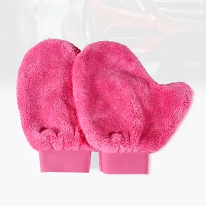 Serviette de nettoyage de voiture automobile personnalisée en usine gants de lavage absorbant en molleton de corail en microfibre gant de lavage de voiture