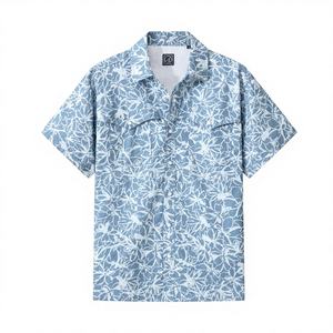 Chemise décontractée à manches courtes pour homme personnalisée, 100% coton, tissu popeline imprimé numérique écologique, col rabattu - Product Image 1