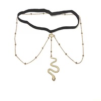 Bijoux exagérés harnais Sexy chaîne de jambe élastique réglable 925 perles d'or en argent Sterling chaîne de cuisse de serpent