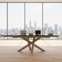 Juego de Comedor Plegable Moderno y Minimalista de Lujo con Cubierta de Vidrio Templado Travertino Extensible, Muebles Ecológicos para Hotel