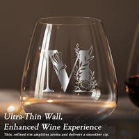 Verre à vin en cristal sans plomb personnalisé avec logo gravé, boîte cadeau avec ruban - Emballage noir de luxe pour mariage/anniversaire