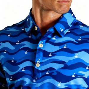 เสื้อกอล์ฟแขนสั้นปี 2025 ตัวอย่างฟรี โลโก้สั่งทำได้ คุณภาพสูง ผ้าสแปนเด็กซ์/โพลีเอสเตอร์ ระบายอากาศได้ดี สวมใส่สบาย สำหรับผู้ชาย - Product Image 4