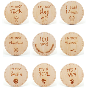 Disques en bois naturel gravés au laser personnalisés <span class=keywords><strong>2022</strong></span> pour accessoires photo de nouveau-né, cartes mensuelles de jalons de développement pour bébé - Product Image 4