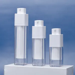 Nouveau Style d'emballage cosmétique flacon de lotion sans air twist pompe 15ml 30ml 50ml flacon pulvérisateur blanc rotatif sans air carré