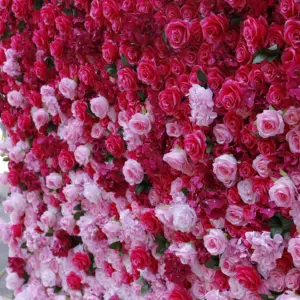 Fondo de peonía Artificial para boda, personalizado, rojo y rosa, seda, rosa, Panel de flores falsas