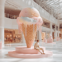 Fein gearbeitete, hochdekorative, handpolierte Eiscreme-Skulptur für Freizeit-Food-Parks im süßen Stil als Kunstdekoration