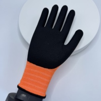 Sarung Tangan Pelindung 13G Oranye Nylon Spandex Berlapis Nitril Sandy Anti Selip untuk Pakaian Kerja di Pabrik, Bengkel, dan Gudang