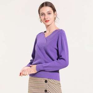 Nouveau 2021 Hiver Porte Décontracté Col en <span class=keywords><strong>V</strong></span> À Manches Longues Maigre Tricoté Pull Pulls Crop Top Pour Les Femmes - Product Image 2
