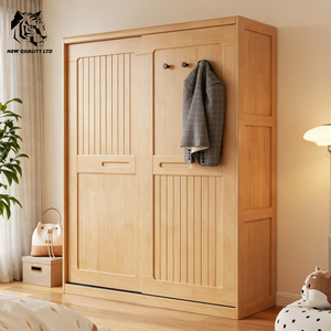 factory wholesale low price customize large stock ready to ship <b>clothes</b> cabinet new design bedroom furniture wood slide wardrobe - Product Image 1