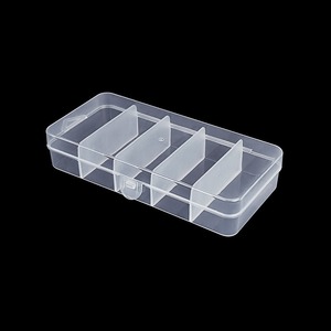 Transparent 5 Compartment Rectangular Storage Box With Lid For Craft Parts Stationery Earplugs Plastic Organizer 12.9cm Long - Product Image 2