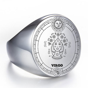 Custom Wholesale Non Tarnish 14k 18k Pvd Gold Plated 316L Stainless Steel Zodiac <b>Rings</b> for Women <b>Men</b> - Product Image 6