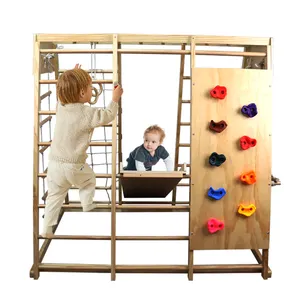 Climber Multi Function Children Wooden Climbing Toys 8 In 1 Wooden Climber Play Set Indoor Playground Jungle Gym Play Set
