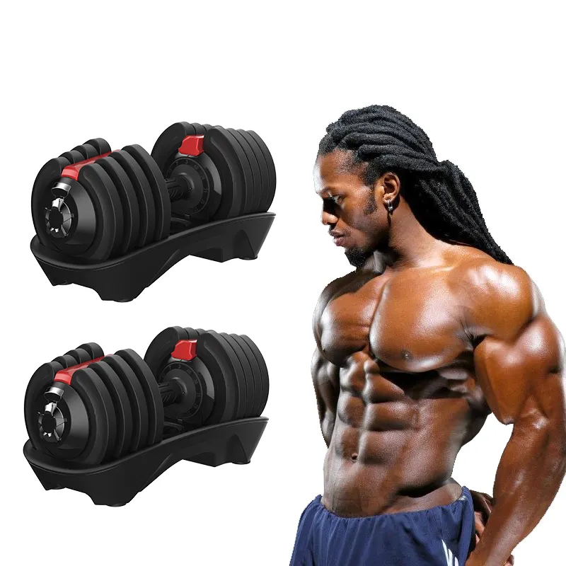 משלוח משקולות סט Dumbells מתכוונן משקולת משקל צלחות 40kg אימון רב חדר כושר כושר ציוד 24kg משקולות מתכווננת