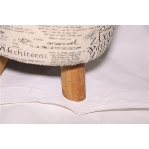 Wooden Shoe Changing <b>Stool</b> Fabric Round <b>Seat</b> English Letter Print Home Ottoman 30x30x30cm Scandinavian Design Handmade - Product Image 3