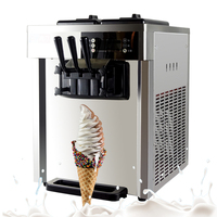 Machine à glace et à snacks de table, machine à crème glacée molle, yaourt et fruits 2+1 mélangés, haute productivité, en acier inoxydable de qualité alimentaire