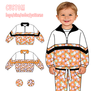 Ensemble de vêtements d'Halloween personnalisés pour tout-petits garçons et filles, sweat-shirt à demi-zip et pantalon de jogging imprimés citrouille, fantôme, chauve-souris - Product Image 4
