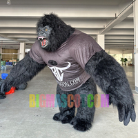 Costume de mascotte gorille gonflable unisexe de 2 m/2.6 m T-shirt de marche Animal personnalisé King Kong Costume de fête de dessin animé avec impression de logo