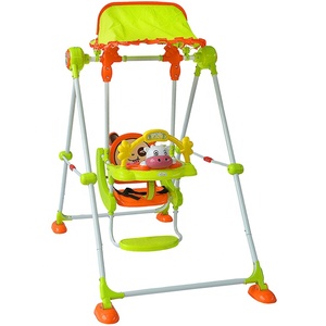 Altalena per Bambini BABYLAND con Design a Mucca, Altalena in Ferro con Tettuccio - Product Image 1