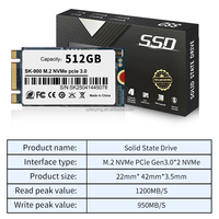 SSD Internal Mini M.2 PCIe NVMe/NGFF 2242 Baru untuk Laptop/PC Desain Double Notch 128GB-512GB Protokol Ganda 1200MB/s Metal