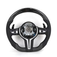 Volant sport en cuir semi-perforé en fibre de carbone sèche avec LED pour BMW F10 F11 F30 F36 M3 F80 M4 F82 M2 F87 X5 E70 E90 E92