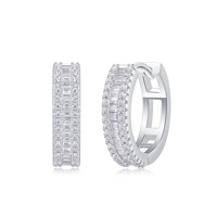 Boucles d'oreilles créoles géométriques en argent sterling 925 avec incrustation de moissanite, style Instagram, luxe léger pour femme, best-seller transfrontalier