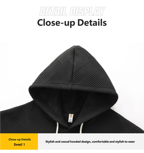 Sudadera con Capucha Extra Grande para Hombre, 320 g/m², Poliéster, con Relieve 3D, Antiarrugas, Corte Regular, para Otoño - Product Image 3