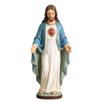 Statue du Sacré-Cœur de Jésus en résine peinte à la main, écologique, figurine religieuse chrétienne, modèle de décoration, cadeau commémoratif