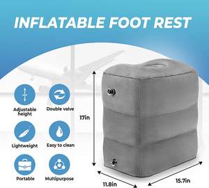 Sandaran Kaki Perjalanan Tiup, Bantal Kaki Portabel untuk Balita Anak-anak dan Orang Dewasa, Tempat Tidur Pesawat Udara Cepat Dapat Disesuaikan - Product Image 6