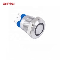 ONPOW 12mm en acier inoxydable rvb tricolore interrupteur à bouton-poussoir momentané mélanger tout changement de couleur par résistance