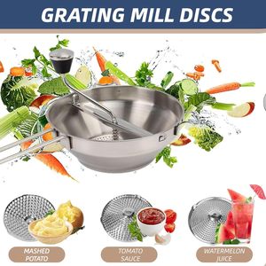 Stainless Steel Manual Food Rolling Mill with 3 Discs Kitchen Blender for Mashing & Grating Fruits & Vegetables Food Chopper - Product Image 2