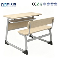 Fournitures scolaires en Libye, ensembles de table et bancs doubles Werzalit, bureau en bois pour salle de classe, bureau et chaise connectés