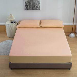 Sábana Ajustable Naranja Claro para Conexión a Tierra, de Algodón Orgánico con Fibra de Plata, Bordada, 400 Hilos, Grado Hospitalario, para Hogar y Hotel - Product Image 1