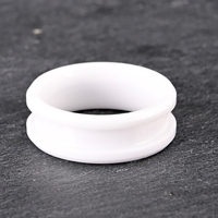 8mm Weißer Keramik-Ringkern Anpassbarer Einlage-Ringkern für DIY-Einlage Einzigartiger Handgefertigter Keramik-Ringrohling 5mm Kanal für Einlage