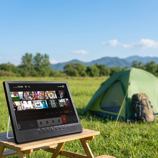 Portable 14 Inch 12V DC Smart Mini LED LCD Digital TV H-D-M USB Kitchen Support Smart Portable Kitchen TV for RV Campers