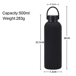 Chất lượng cao uống chai chân không cách điện kim loại màu đen <span class=keywords><strong>Flask</strong></span> chai 500ml waterbottle nước bằng thép không gỉ chai biểu tượng tùy chỉnh - Product Image 4