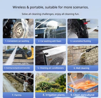 Pistola de Agua Inalámbrica Portátil para Limpieza de Autos con Mini Capacidad de Limpieza de Alta Presión, Fácil de Lavar con Rociador de Espuma, Batería