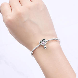 Pulsera de cuentas adorable con diseño de cobre blanco y la inscripción 'Forever Love', accesorio de joyería DIY de alta gama, original y de gran demanda. - Product Image 6