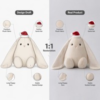 Conejo de Peluche Navideño de Orejas Largas con Gorro de Santa, Peluche Suave para Venta al por Mayor y Regalos