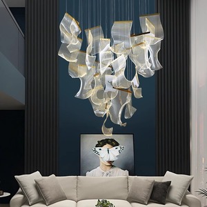 Lampadario a Sospensione PM Personalizzato in Acrilico per Scale, Lussuoso LED a Combinazione Multipla, Moderno per <span class=keywords><strong>Soggiorno</strong></span>, Sala da Pranzo, Edifici Duplex - Product Image 3