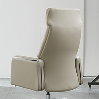 Chaise de bureau exécutive en cuir véritable Foshan, structure en bois, design moderne, pivotante, accoudoirs inclinables, confortable pour la maison/le bureau