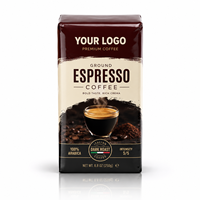 Emballage personnalisé pour café expresso moulu, sachet sous vide avec film brillant pour l'emballage du café torréfié foncé
