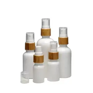 5ml 10ml 15ml 20ml 30ml 50ml 100ml 오팔 대나무 스프레이 탑이있는 무광택 흰색 검은 색 유리 병