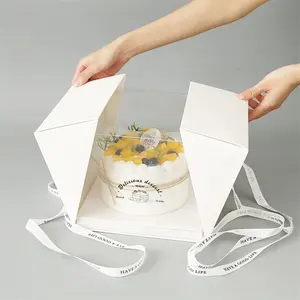 Portable Wedding Cake Box Multi-inch Birthday Cake Box plastic Wedding Mousse Dessert Packaging Tie Box for guest