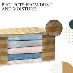 Stripes Print Brown Transparent Saree Pouch Work Saree Cover For Womens In Wholesale High Quality Transparent Saree <b>Storage</b> <b>Bag</b> - Product Image 2