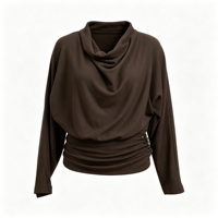 Chemisier en maille tissé sur mesure à taille froncée pour femme, col rond, manches ballon, coupe ample et oversize, décontracté, printemps-été, fournisseur OEM ODM d'usine